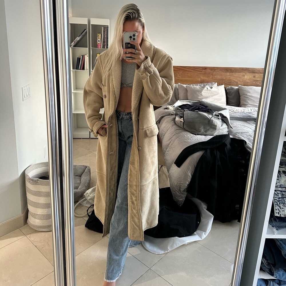 VALENTINO VINTAGE long oversized shearling coat